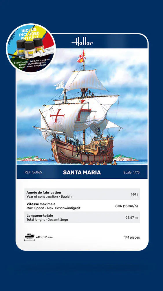 Heller 1/75 GIFT SET Santa Maria Plastic Model Kit