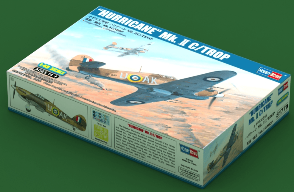 HobbyBoss 1/48 HURRICANE Mk.II C/TROP Plastic Model Kit - Hobbytech Toys