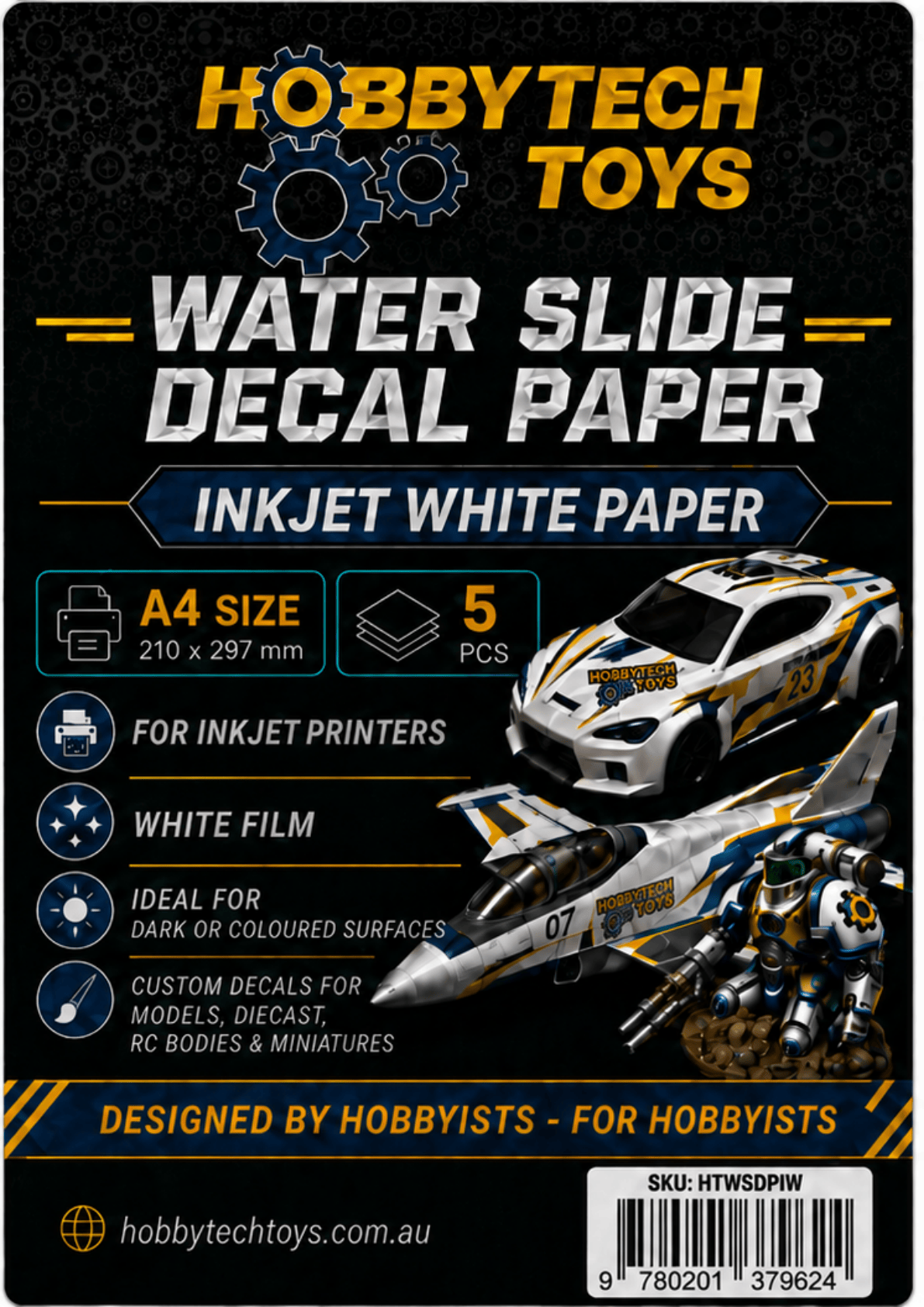 Hobbytech A4 Water Slide Decal Paper - Inkjet White (5pcs)
