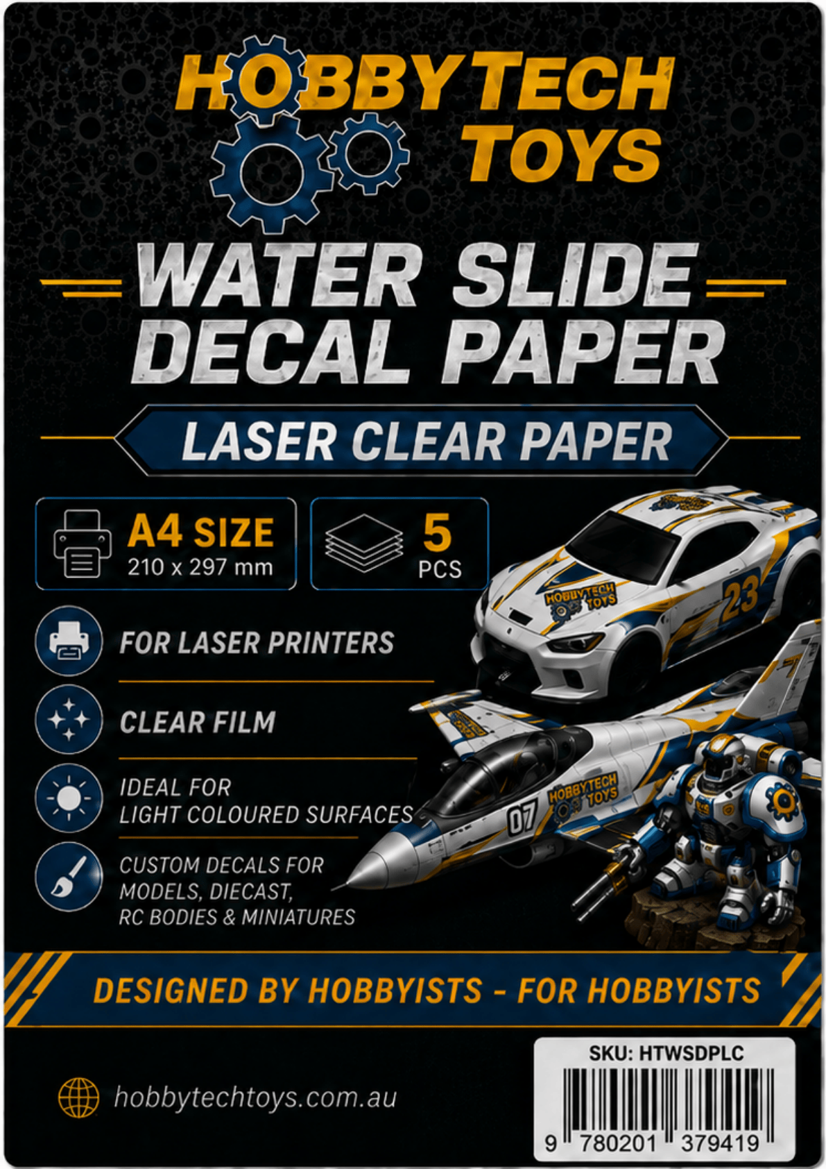 Hobbytech A4 Water Slide Decal Paper - Laserjet Clear (5pcs)