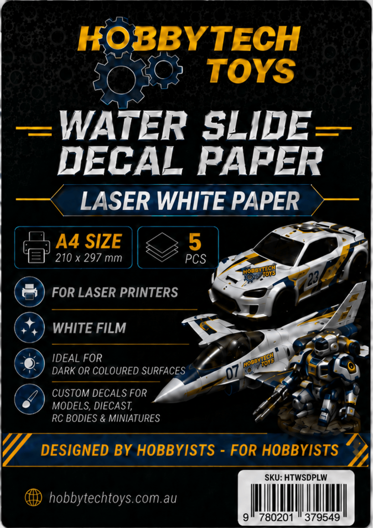 Hobbytech A4 Water Slide Decal Paper - Laserjet White (5pcs)