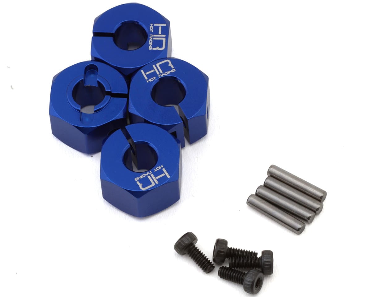 Hot Racing 12mm Aluminum Clamping Wheel Hex Set for Traxxas Mini Maxx (Blue)