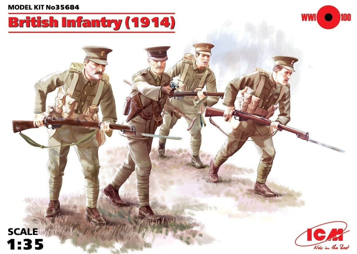 ICM 1/35 British Infantry (1914) (4 Figures) Plastic Model Kit