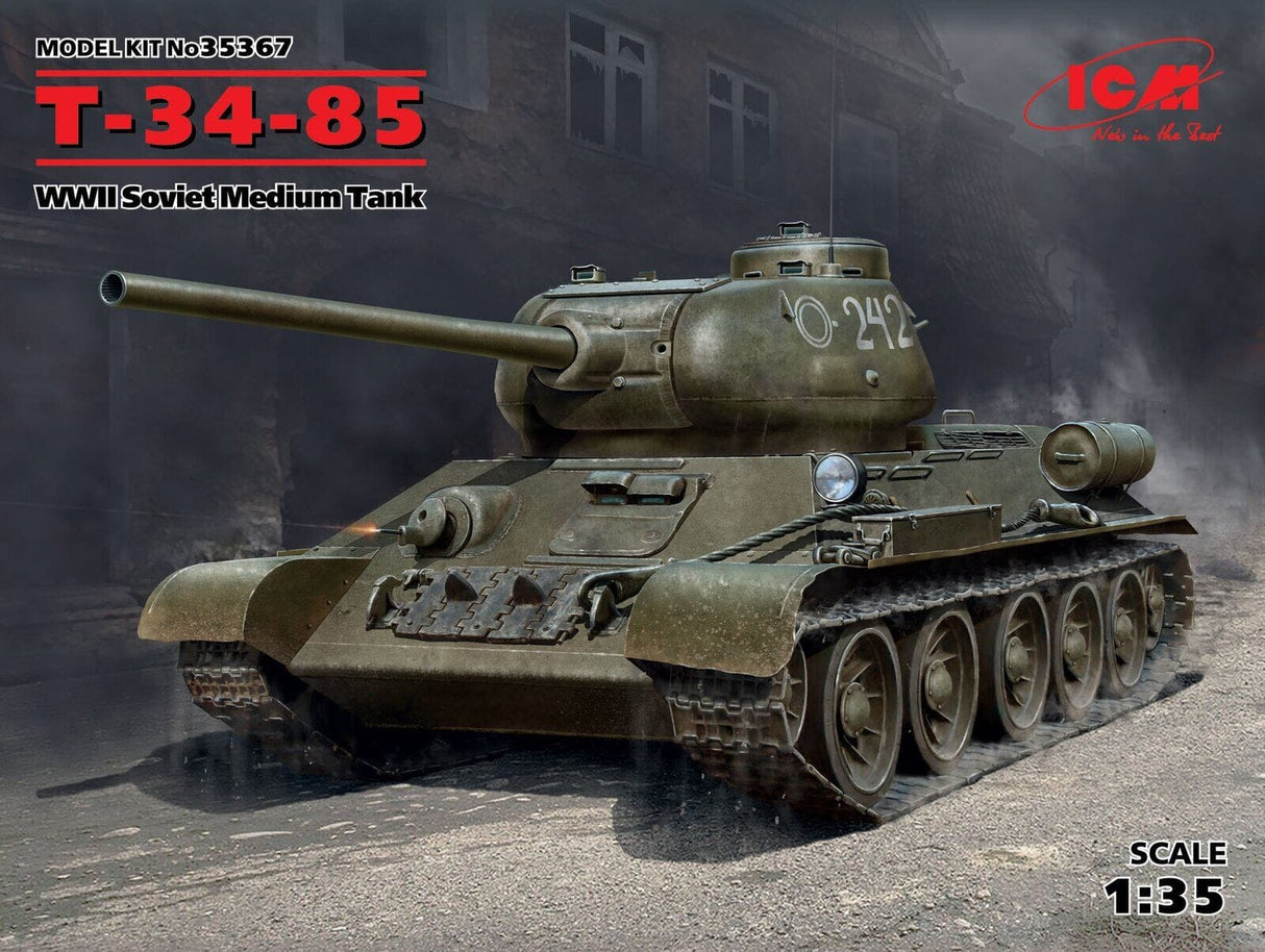 ICM 1/35 T-34-85 WWII Soviet Medium Tank Plastic Model Kit