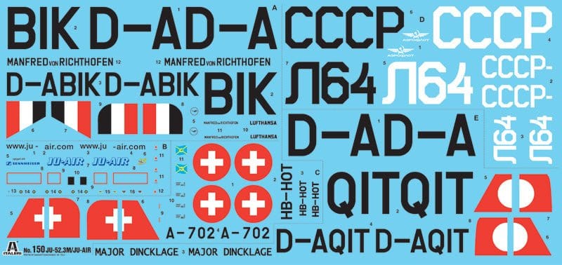 Italeri 0150S 1/72 Junkers JU - 52 3/M Tante Ju Plastic Model Kit - Hobbytech Toys