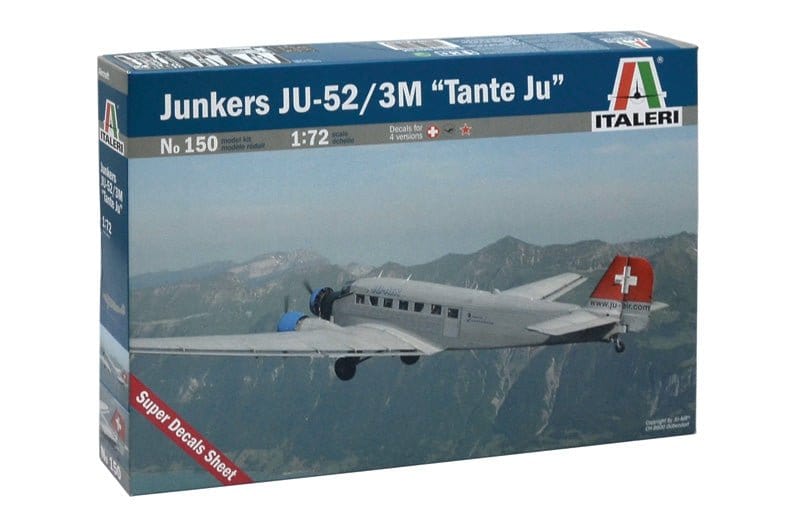 Italeri 0150S 1/72 Junkers JU - 52 3/M Tante Ju Plastic Model Kit - Hobbytech Toys