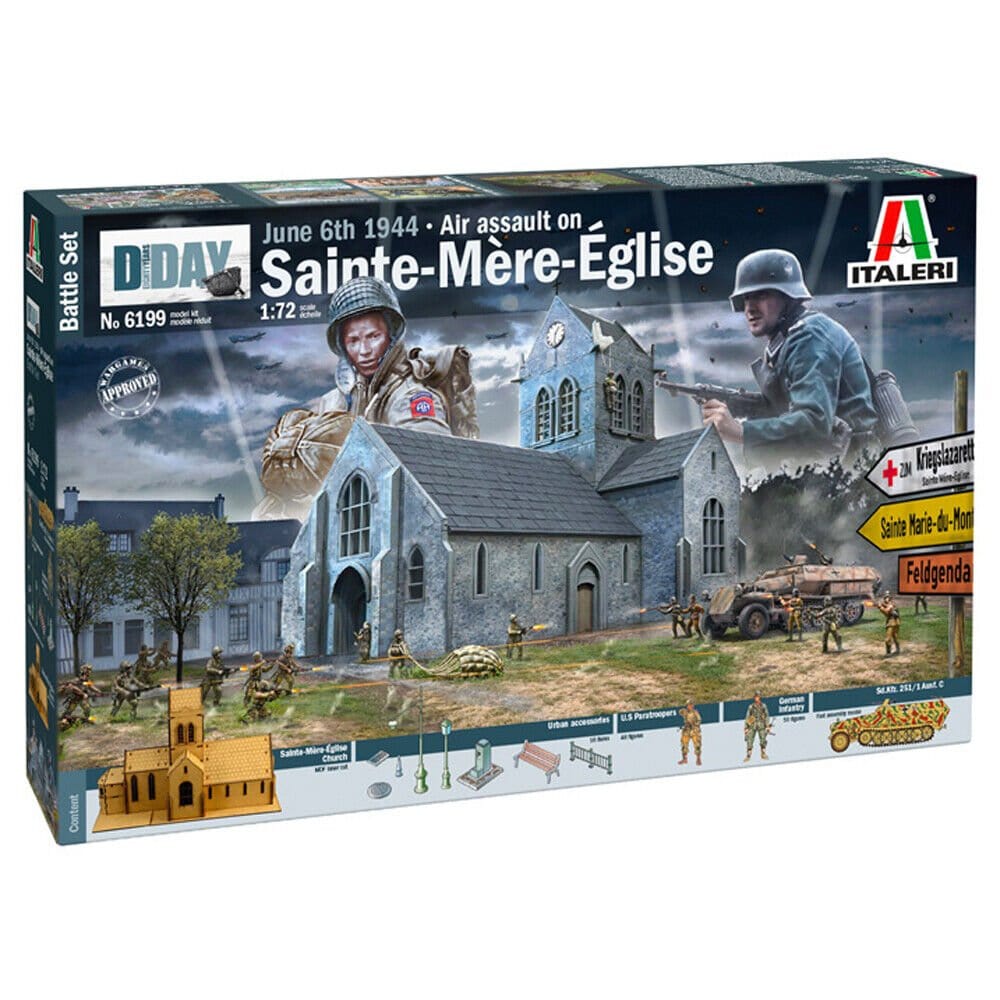 Italeri 6199 1/72 Battle of Normandy Sainte - Mere - Eglise 6 June 1944 Plastic Model Kit - Hobbytech Toys