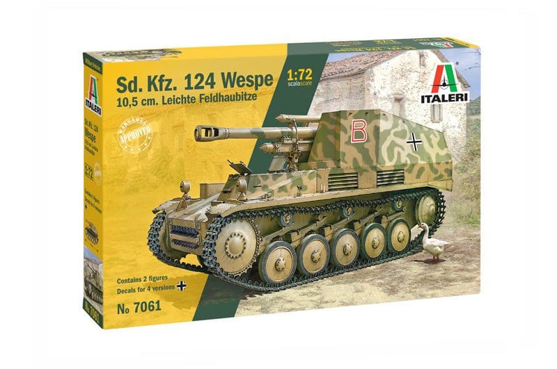Italeri 7061S 1/72 SD.KFZ 124 Wespe 10.5cm Leichte Feldhaubitze Plastic Model Kit - Hobbytech Toys