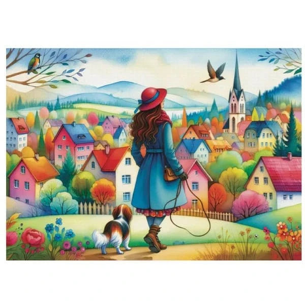JaCaRou Dog Walking Bliss 1000pc Jigsaw Puzzle - Hobbytech Toys