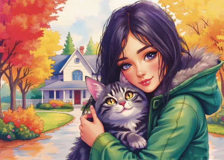 JaCaRou Feline Autumn Bond 1000pc Jigsaw Puzzle