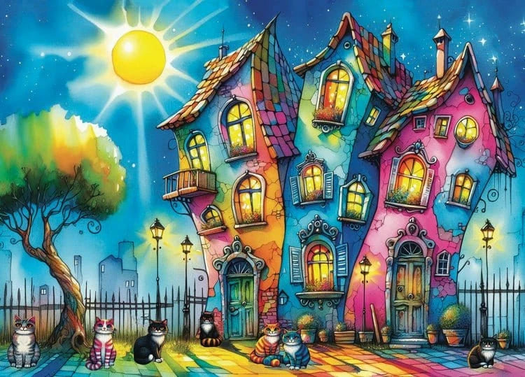 JaCaRou Meowtiful Night 1000pc Jigsaw Puzzle - Hobbytech Toys