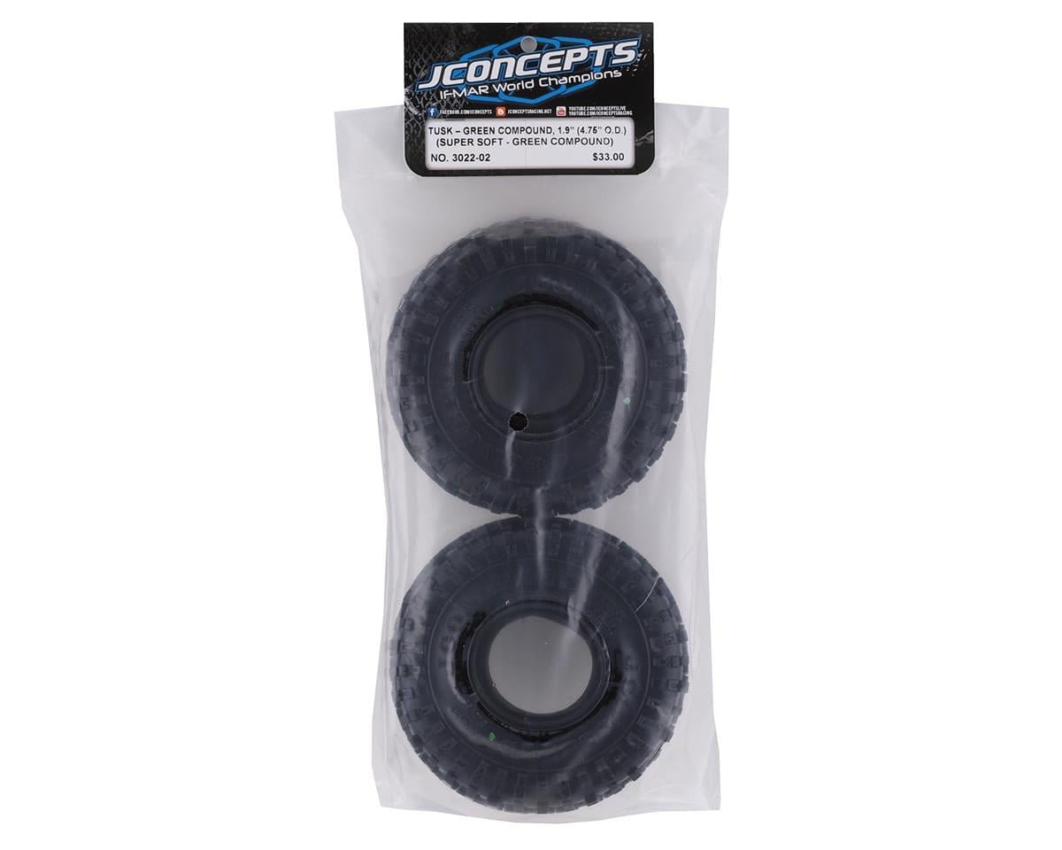JConcepts Tusk 1.9" Performance Class 2 All Terrain Crawler Tires (2) (Green) - Hobbytech Toys