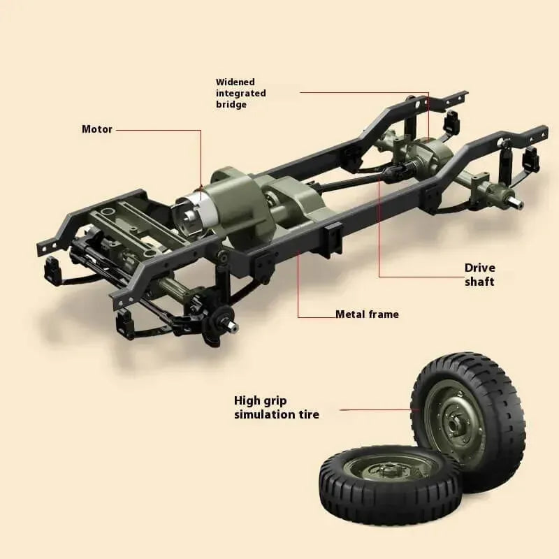 JJRC 1/10 Willys Jeep 4WD Military RC Crawler (with Canvas & Winch)