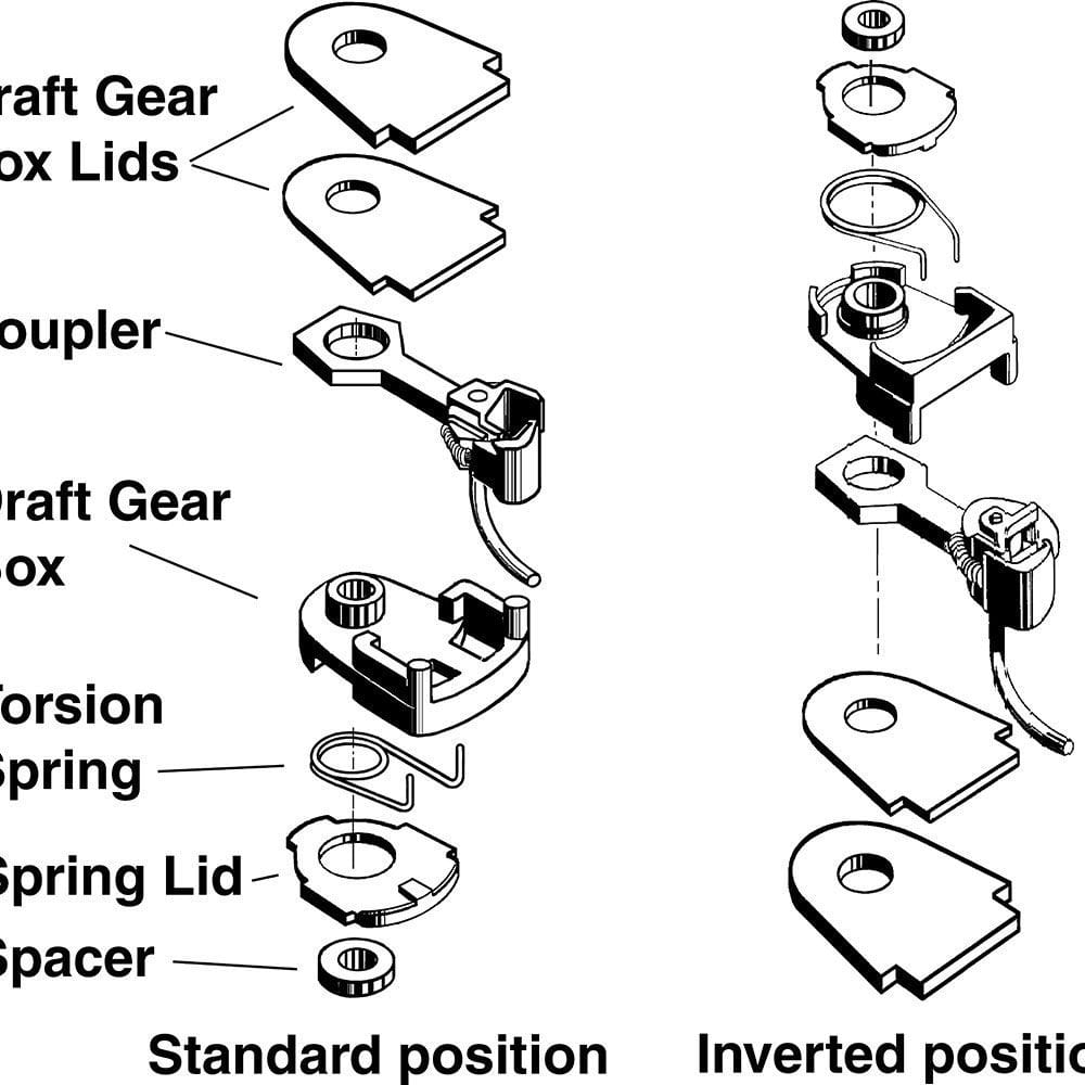 Kadee #39 HO Scale 30-Series Plastic Couplers with Gearboxes - Long (25/64") Overset Shank - Hobbytech Toys