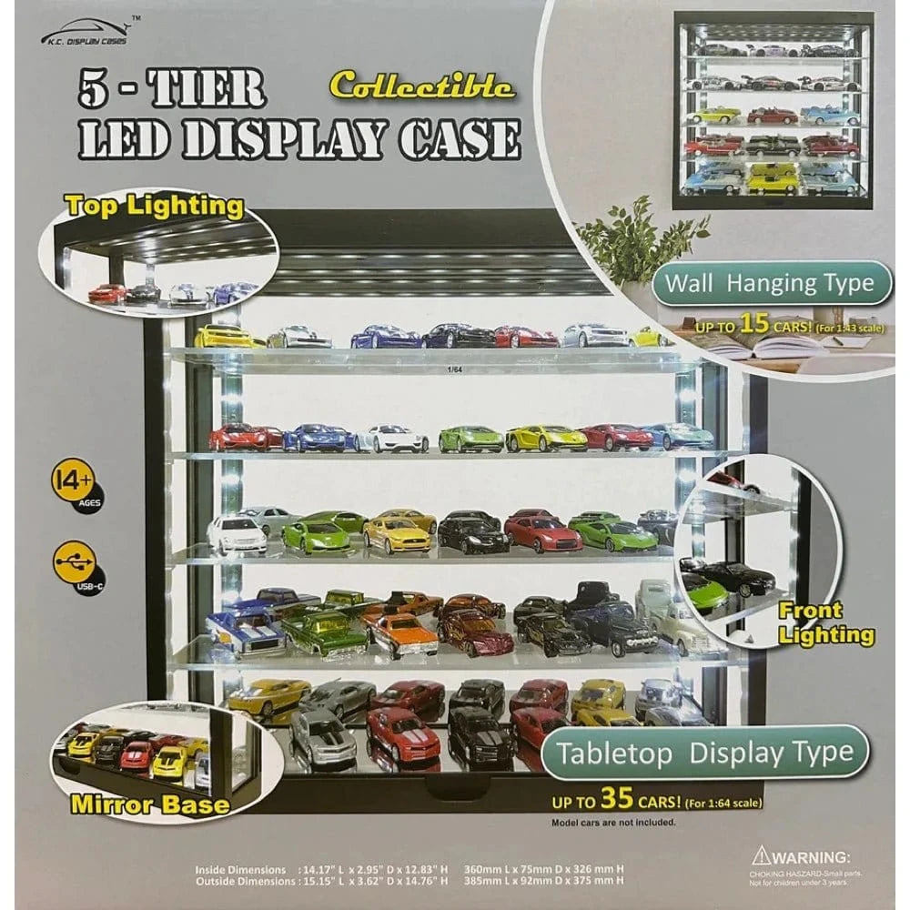 KC 5 - Layer Led Display Case black - Suits 1:64 & 1:43 Model Cars - Hobbytech Toys