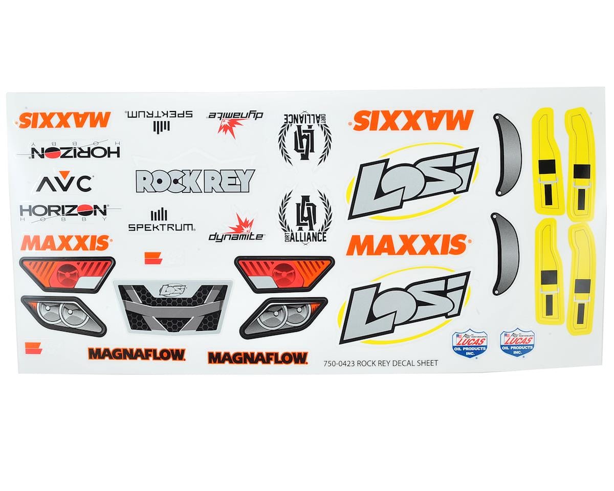 Losi Fluorescent Yellow Decal Sheet Rock Rey LOS239001