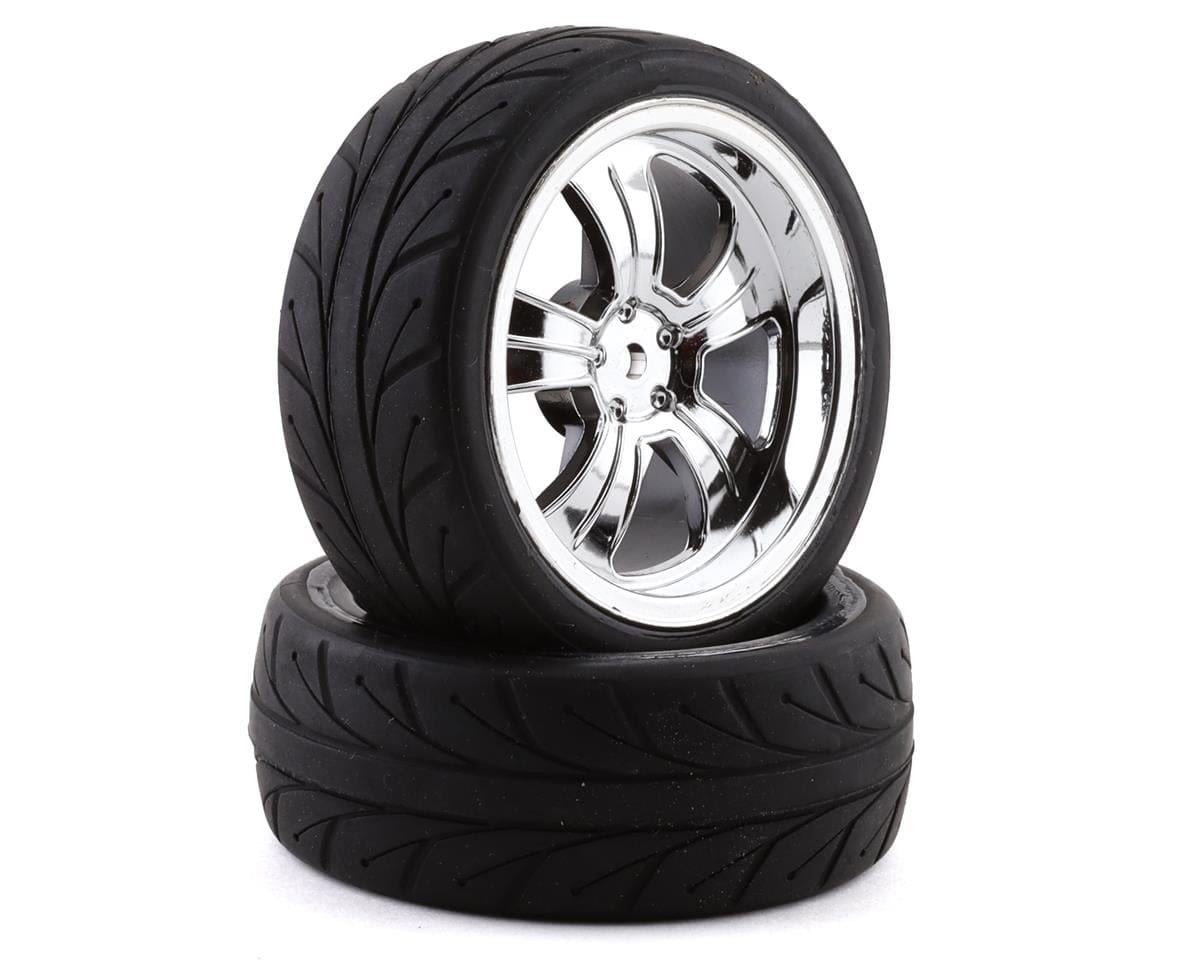 Losi LOS43038 Mounted Front 5-Spoke Wheel Tyre Chrome 2pcs