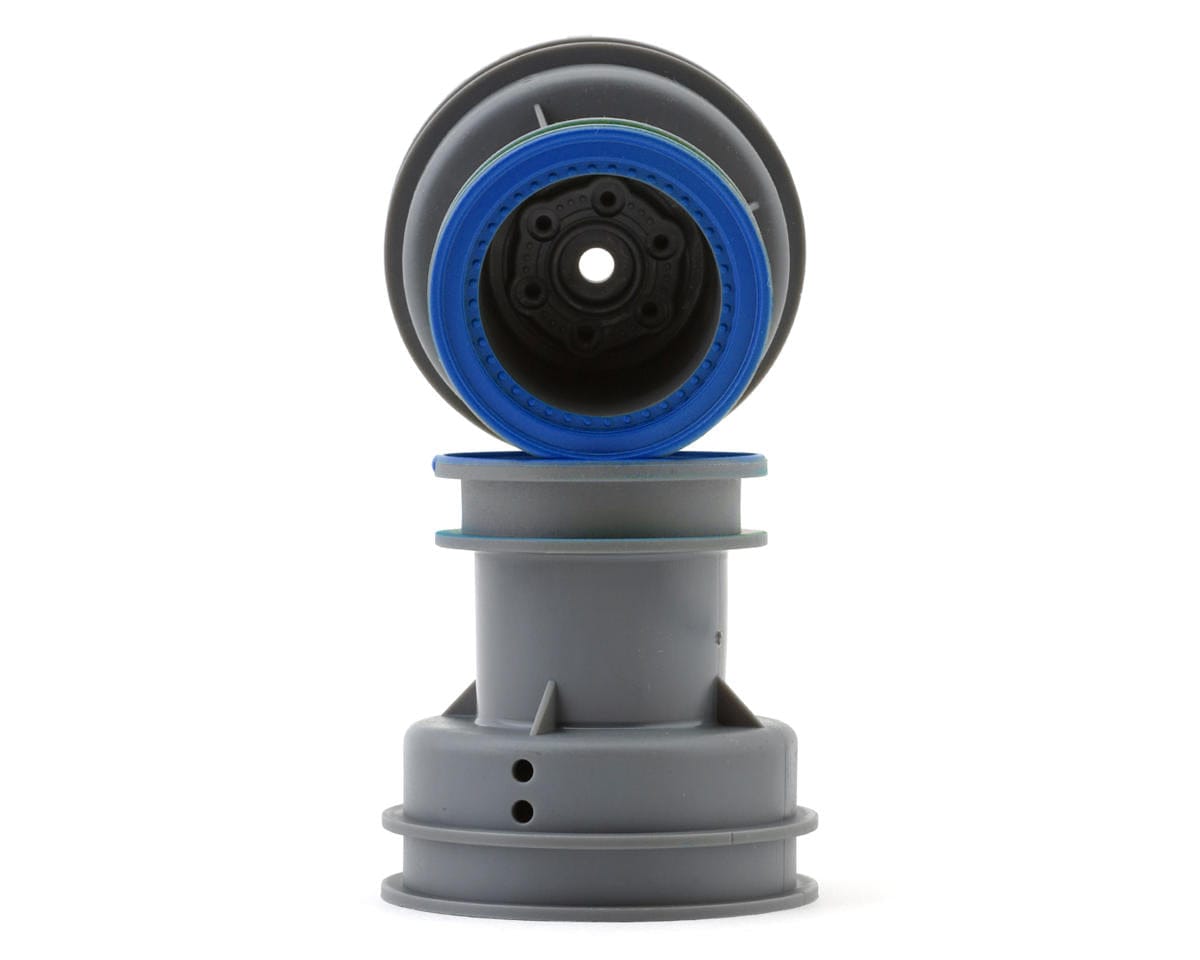 Losi MT Wheel with Blue Beadlock, Light Grey, 2pcs, Mini LMT - LOS41046