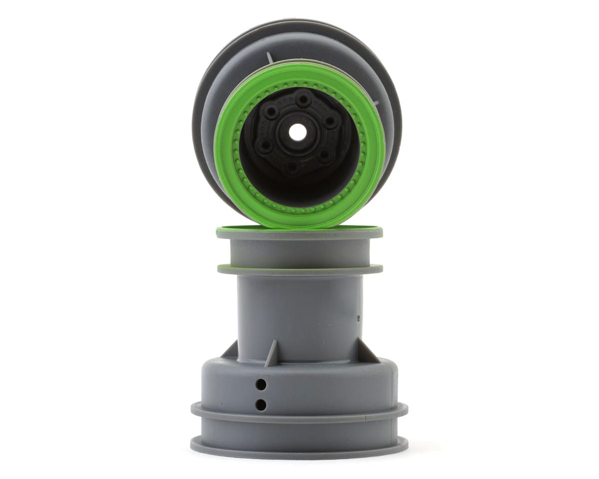 Losi MT Wheel with Green Beadlock, Light Grey, Mini LMT LOS41044