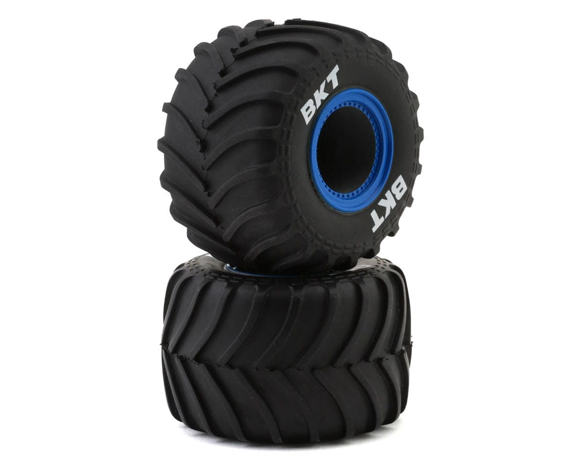 Losi Premounted MT Tyres with Blue Beadlocks, 2pcs, Mini LMT - genuine Losi product LOS41047
