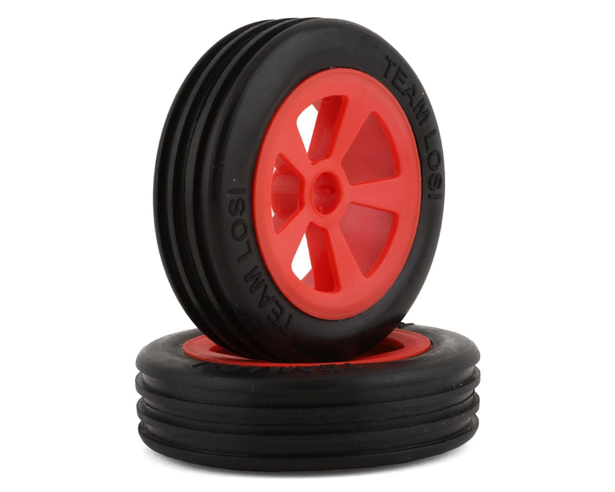 Losi Rib Front Tyres Mounted on Red Wheels 2pcs Mini JRX2 LOS41020