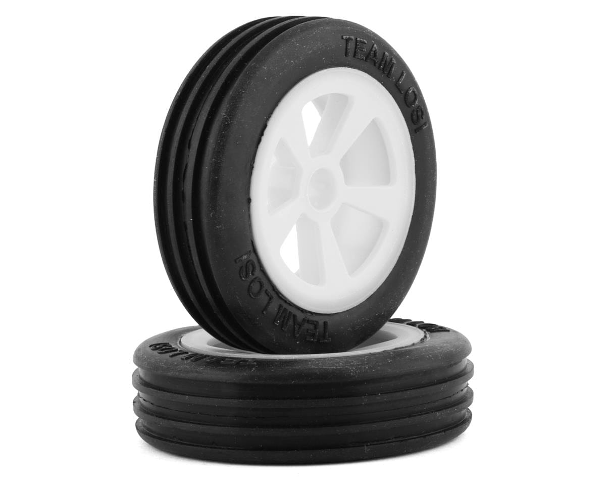 Losi Rib Front Tyres Mounted White Wheels 2pcs Mini JRX2 LOS41021