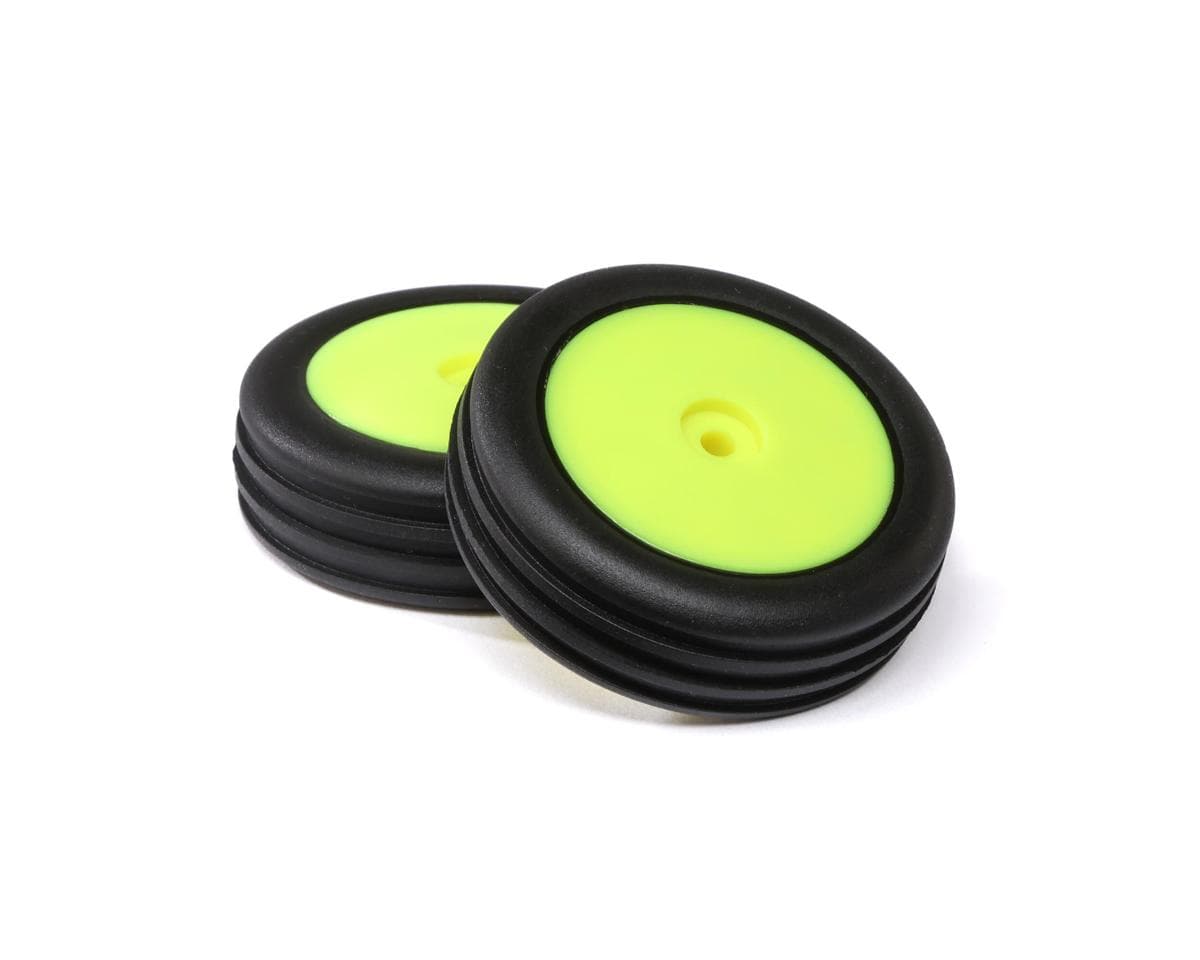 Losi Wide Body Rib Front Tyres Mounted on Yellow Rims, 2pcs, Mini-B - genuine Losi product LOS41048
