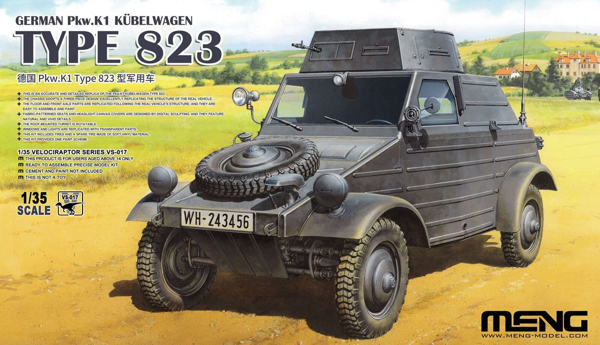 Meng 1/35 German Pkw. K1 Kubelwagen Type 823 Plastic Model Kit - Hobbytech Toys