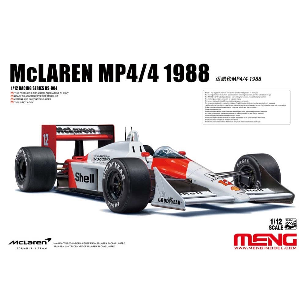 Meng RS - 004 1/12 McLaren MP4/4 1988 Plastic Model Kit - Hobbytech Toys