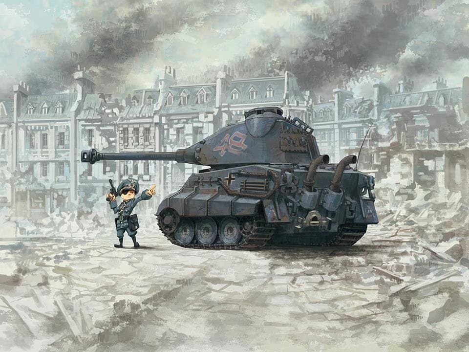 Meng World War Toons King Tiger (Porsche Turret) German Heavy Tank Plastic Model Kit - Hobbytech Toys