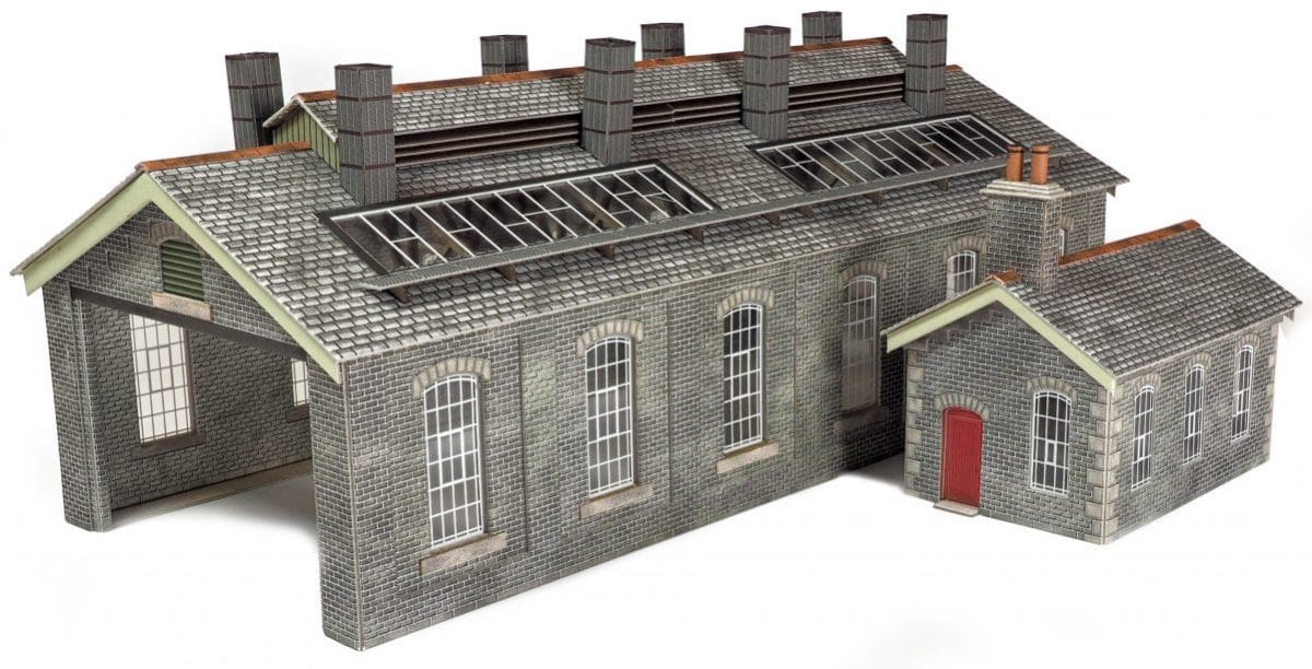 Metcalfe OO Scale S & C Stone Double Track Engine Shed Card Kit