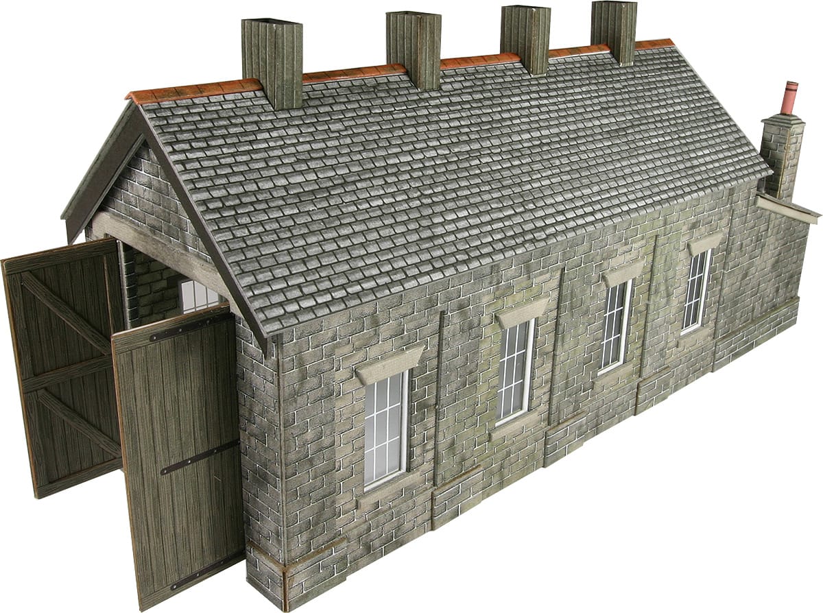 Metcalfe OO Scale Stone Single Track Engine Shed Card Kit
