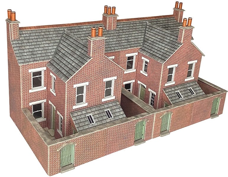 Metcalfe OO Scale Terrace House Backs Brick Card Kit