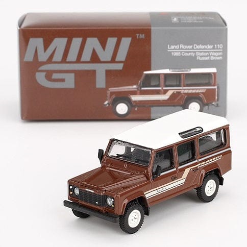 Mini GT 1/64 Land Rover Defender 110 1985 County Wagon Brown Diecast Model Car
