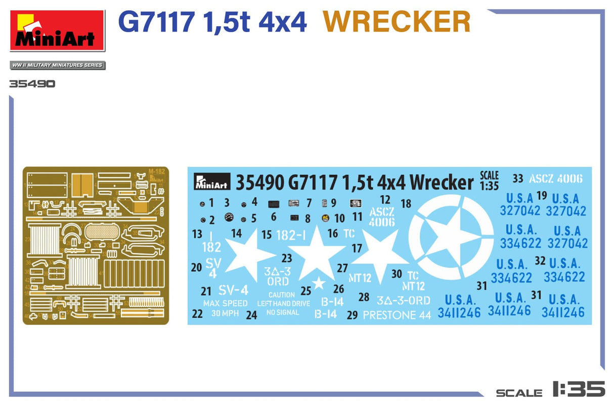 MiniArt 1/35 G7117 1.5t 4x4 Wrecker Plastic Model Kit
