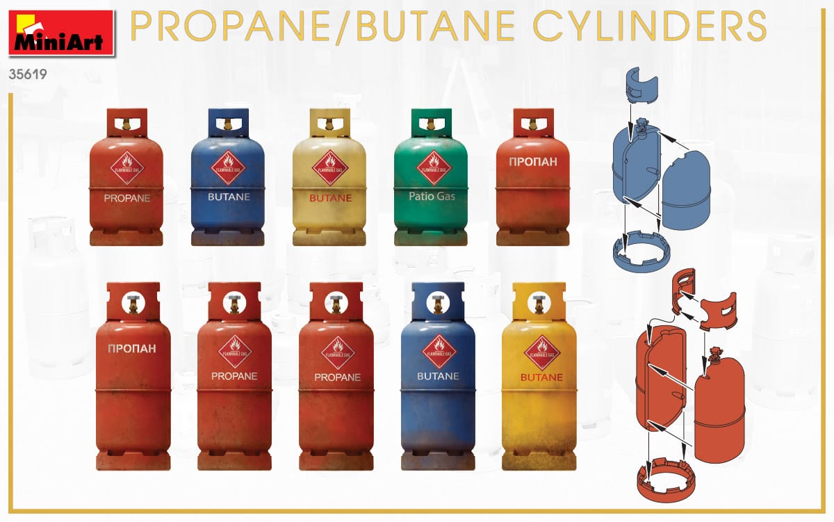 MiniArt 1/35 Propane/Butane Cylinders Plastic Model Kit