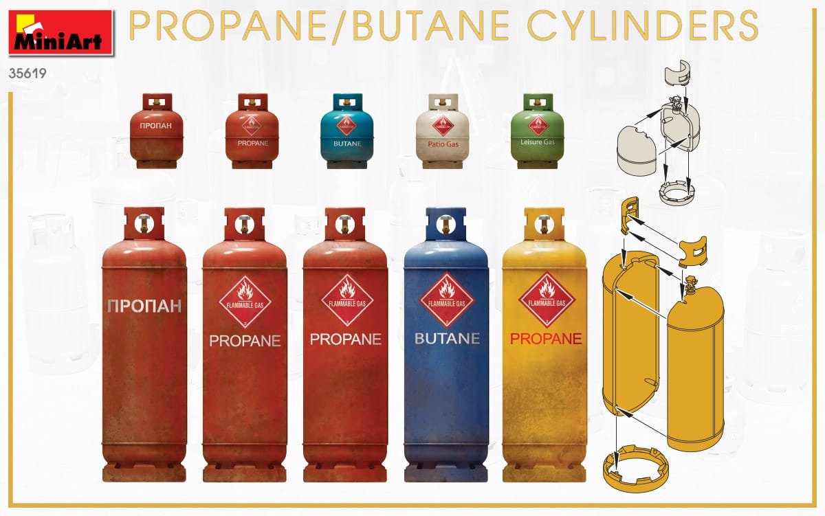 MiniArt 1/35 Propane/Butane Cylinders Plastic Model Kit
