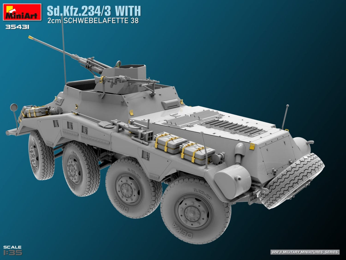 MiniArt 1/35 Sd.Kfz.234/3 with 2cm Schwebelafette 38. Plastic Model Kit