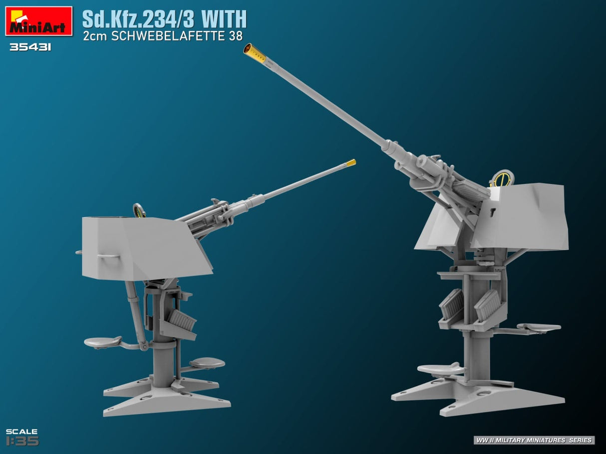 MiniArt 1/35 Sd.Kfz.234/3 with 2cm Schwebelafette 38. Plastic Model Kit