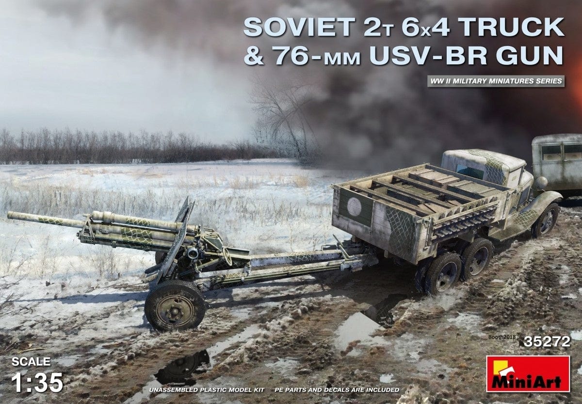 MiniArt 1/35 Soviet 2t 6x4 Truck with 76mm USV-BR Gun – MA35272