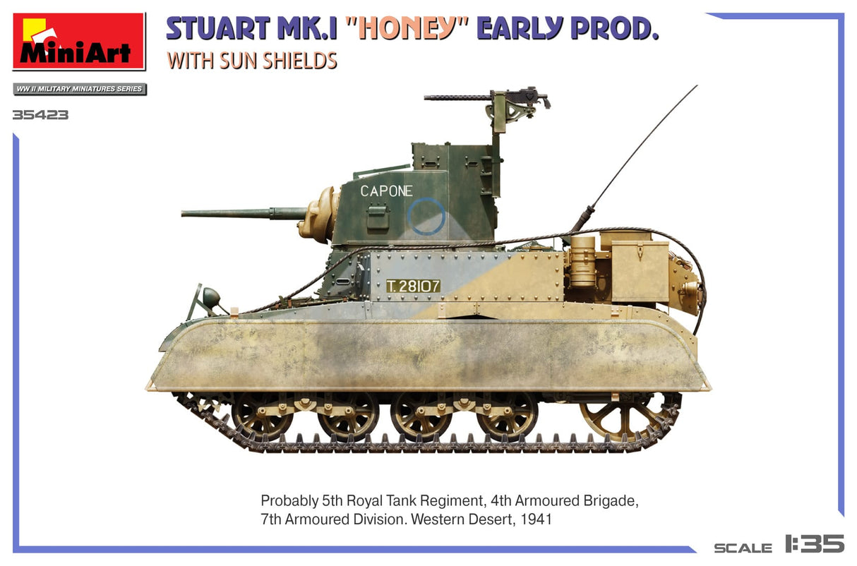 MiniArt 1/35 Stuart Mk.I Honey Early Prod. w/Sun Shields Plastic Model Kit