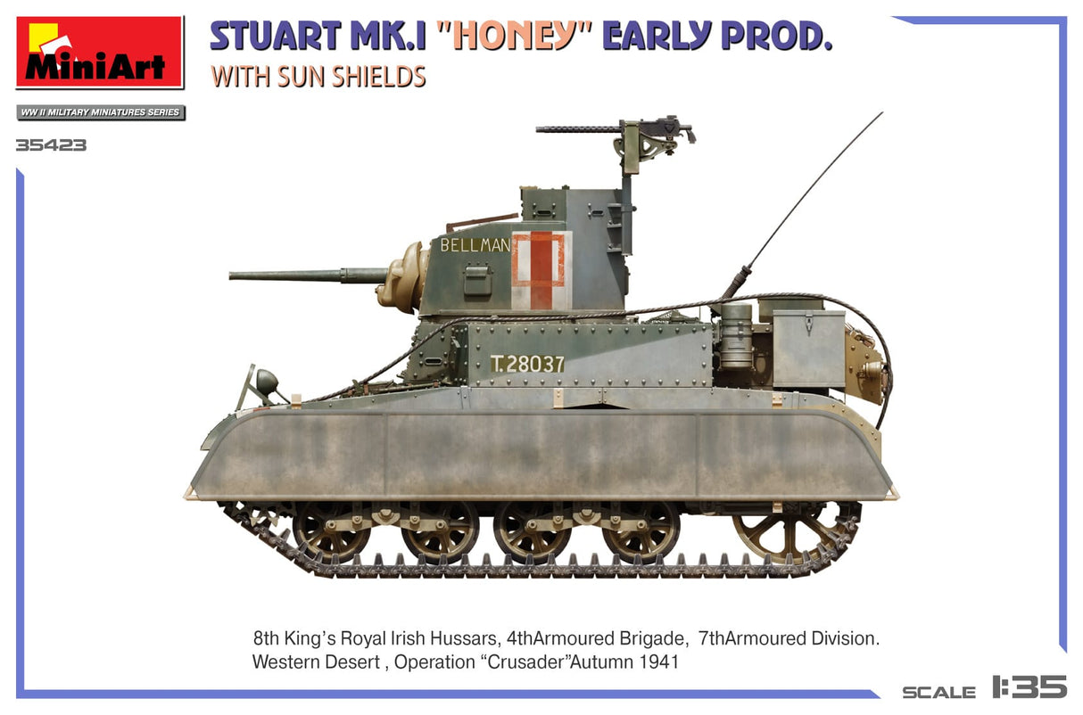 MiniArt 1/35 Stuart Mk.I Honey Early Prod. w/Sun Shields Plastic Model Kit