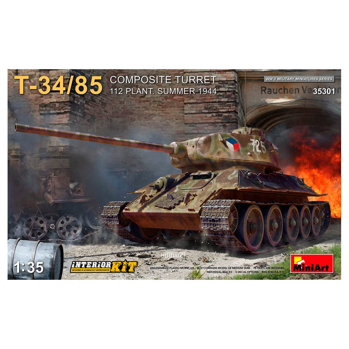 MiniArt 1/35 T-34/85 Composite Turret Plant 112 Summer 1944 Interior Kit – MA35301
