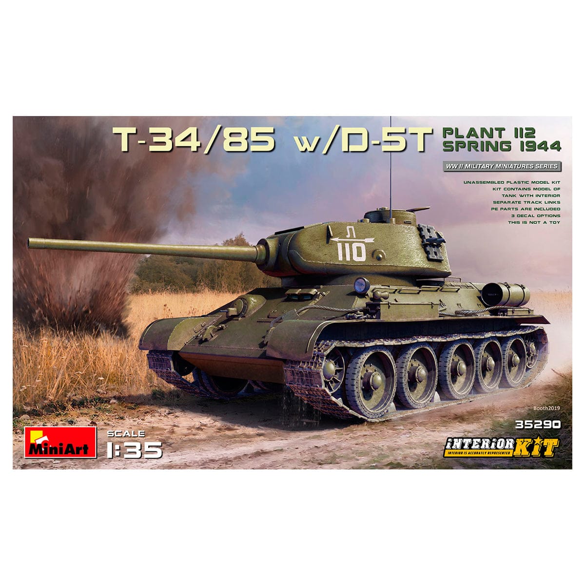 MiniArt 1/35 T-34/85 with D-5T Plant 112 Spring 1944 Interior Kit – MA35290