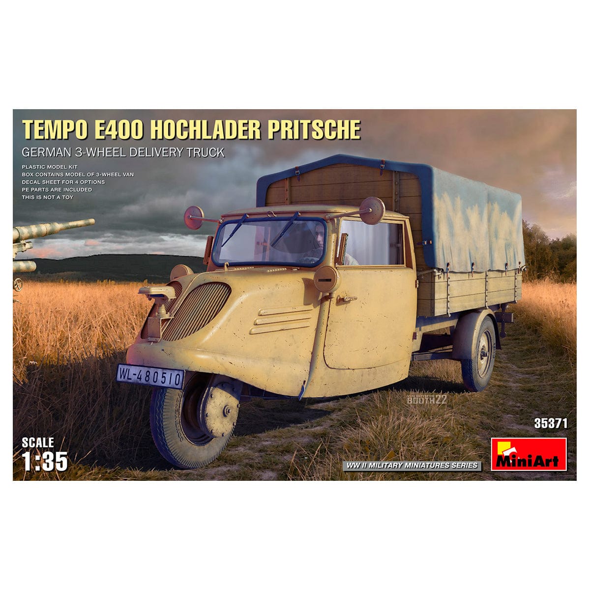 MiniArt 1/35 Tempo E400 Hochlader Pritsche German 3-Wheel Delivery Truck – MA35371