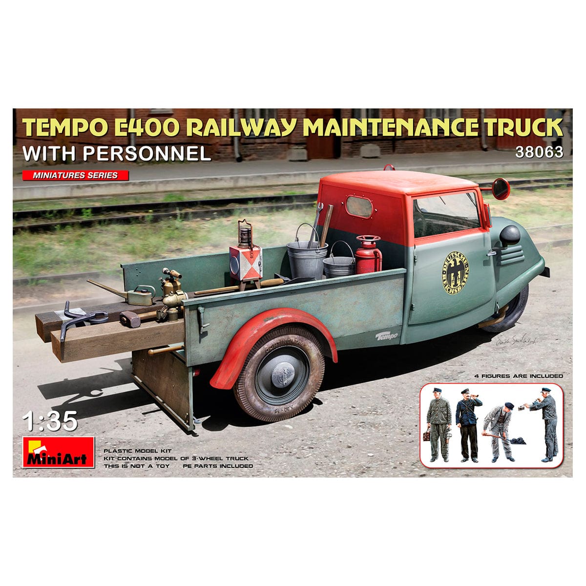 MiniArt 1/35 Tempo E400 Railway Maintenance Truck with Personnel – MA38063