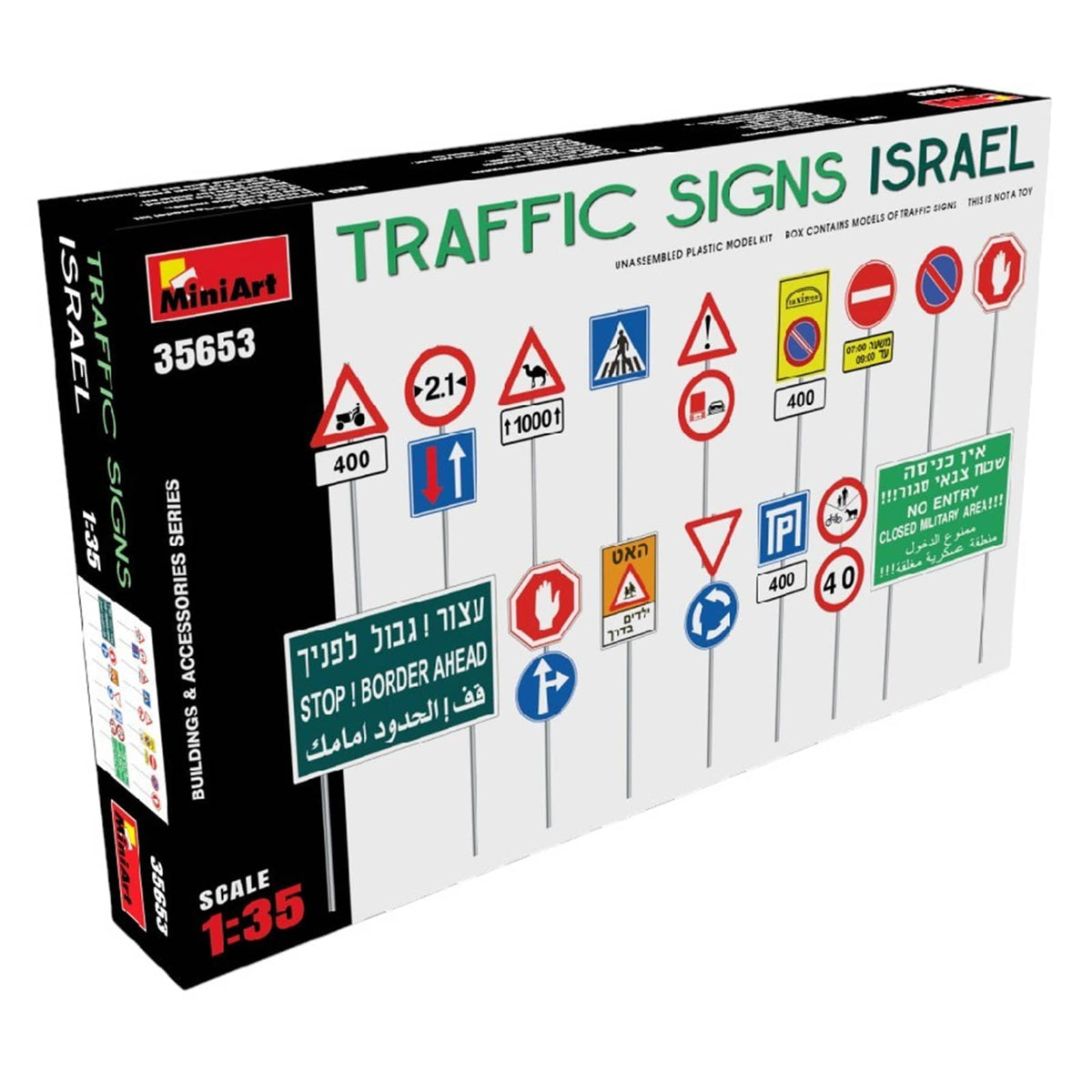 MiniArt 35653 Traffic Signs Israel kit front-of-box photo