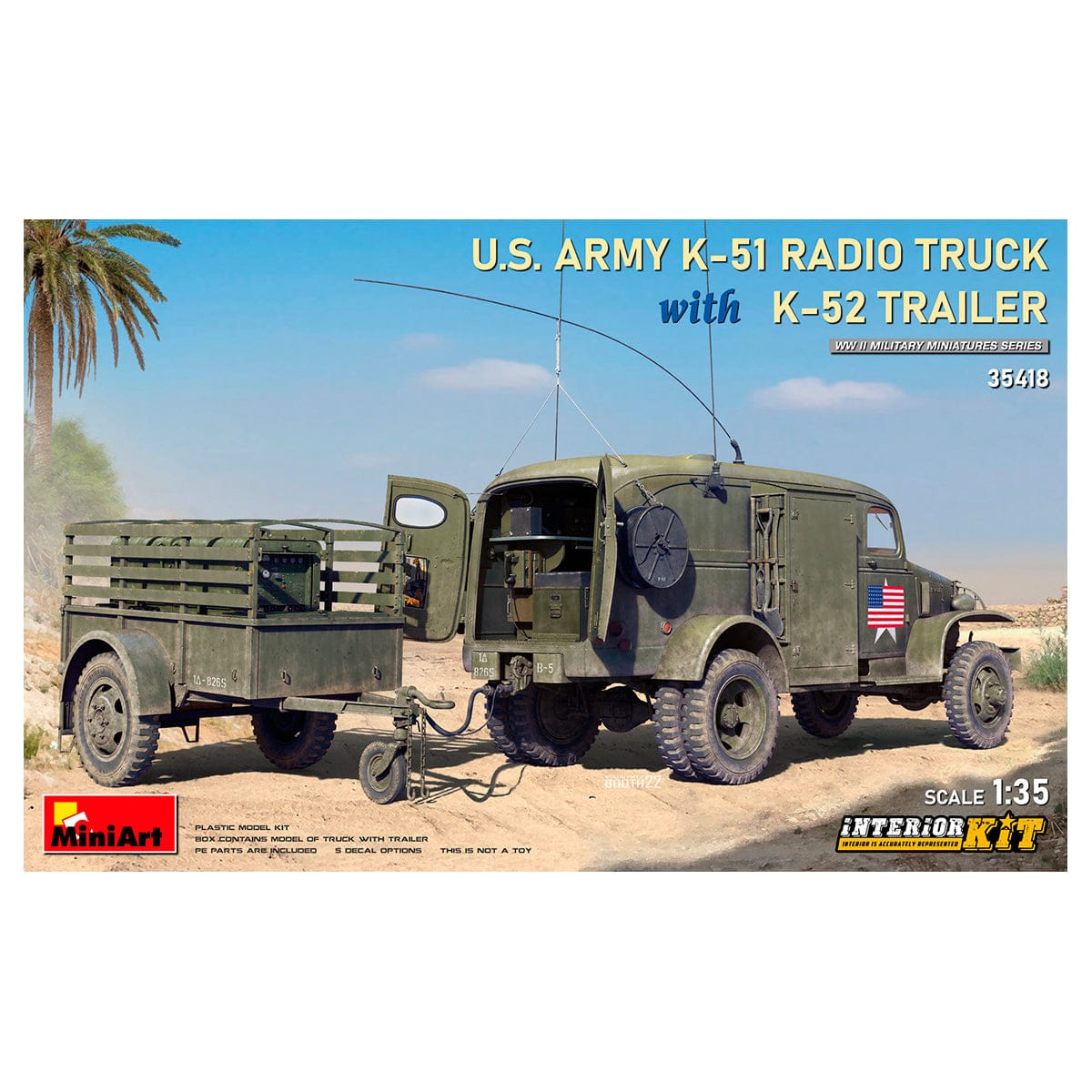 MiniArt 1/35 US Army K-51 Radio Truck with K-52 Trailer Interior Kit – MA35418