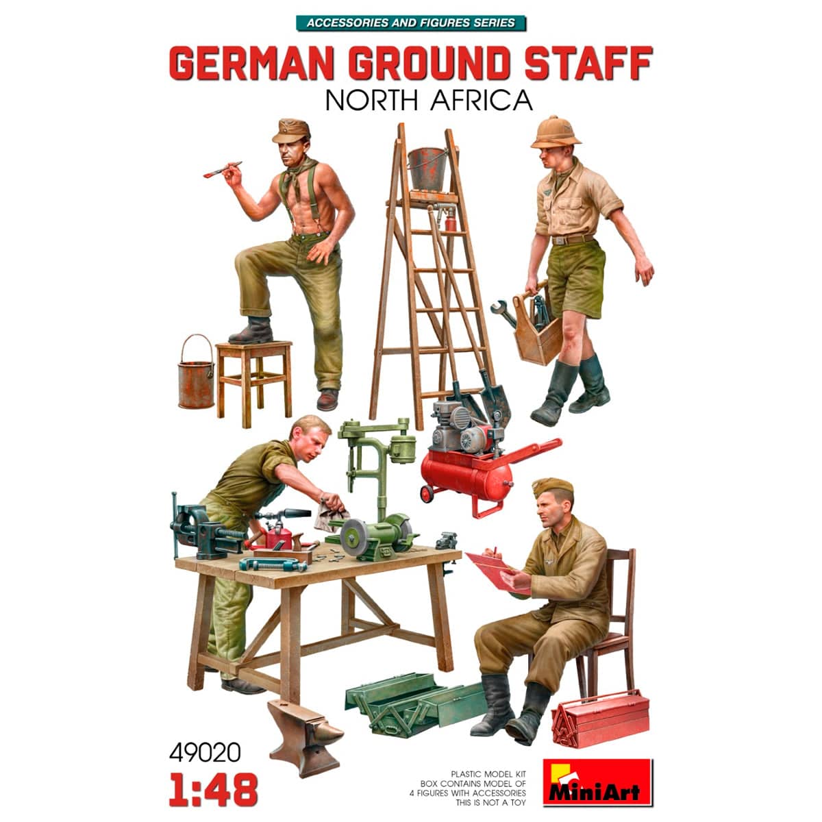 MiniArt 1/48 German Ground Staff with Accessories North Africa – MA49020