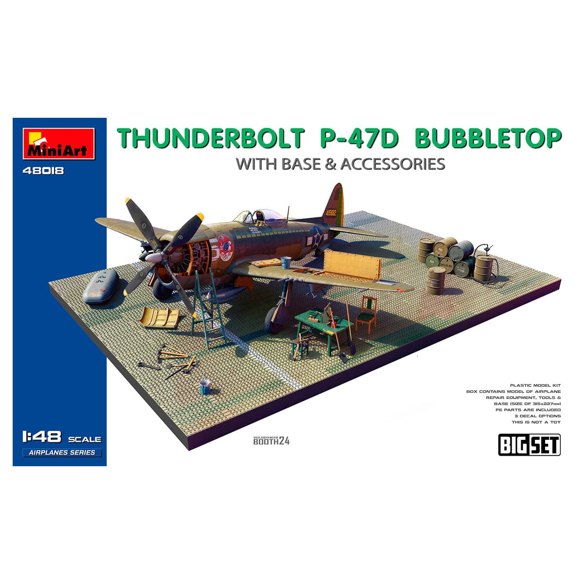MiniArt 1/48 Thunderbolt P-47D Bubbletop with Base & Accessories Big Set – MA48018
